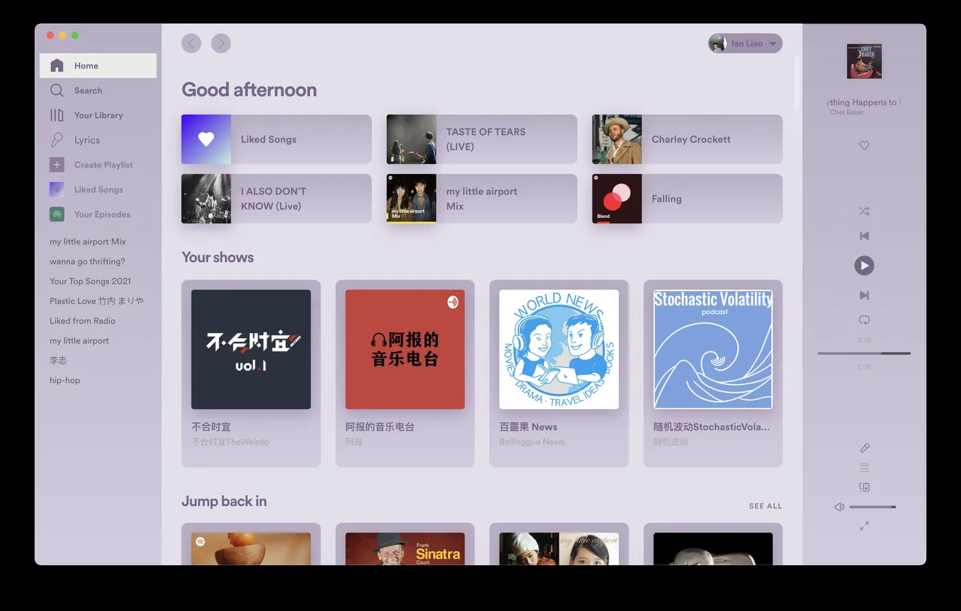Offizielles Spicetify Flow Violet Theme mit violettem Farbschema