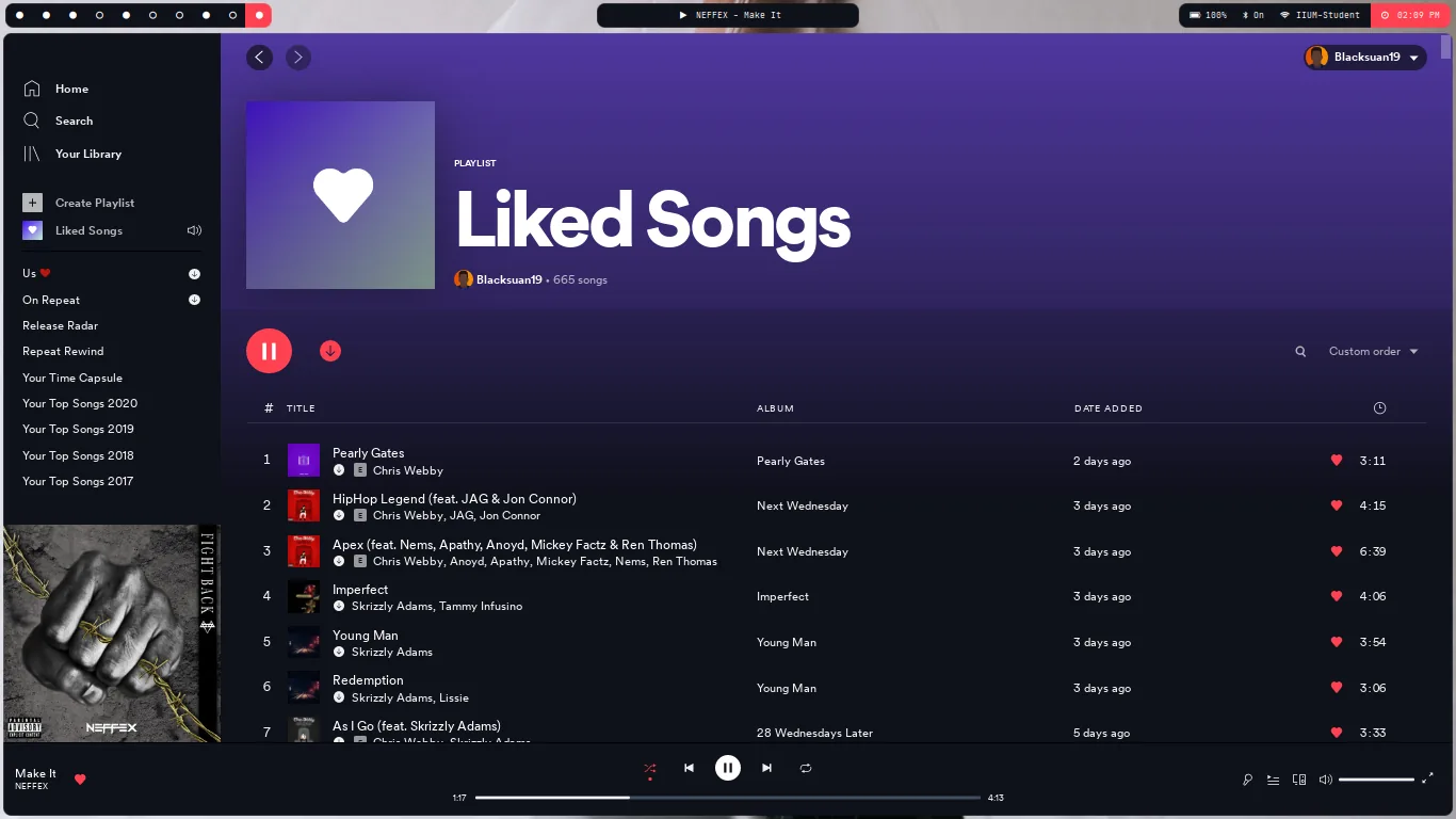Offizielles Spicetify Default Ocean Theme in der Spotify-Desktop-App